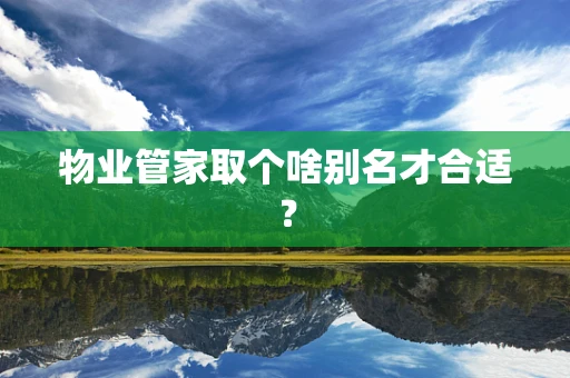 物业管家取个啥别名才合适？