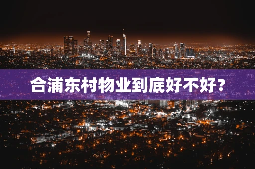 合浦东村物业到底好不好？